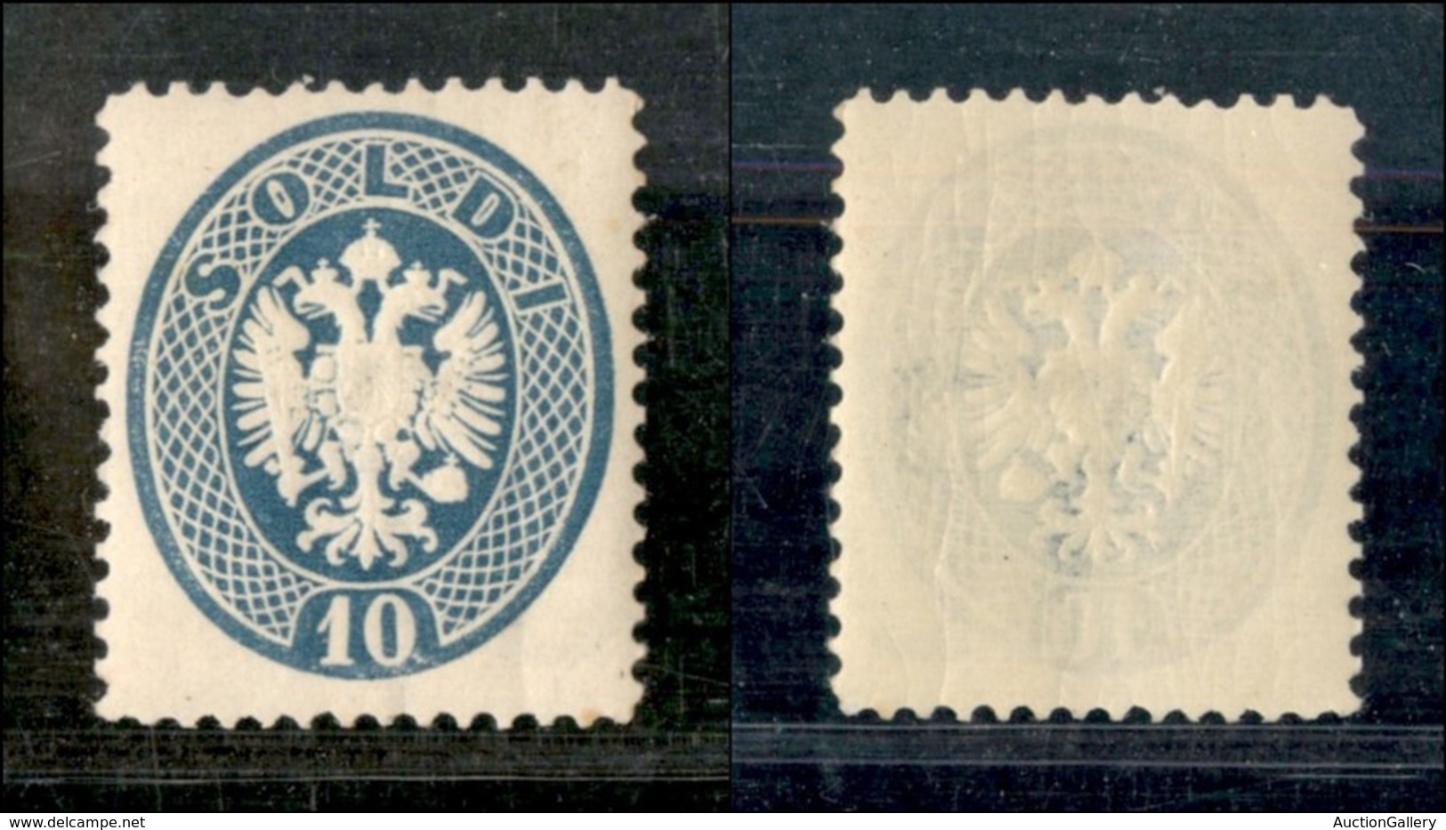 ANTICHI STATI - LOMBARDO VENETO - 1894 - Ristampe - 10 Soldi Azzurro (R20) Con Parte Di Filigrana - Gomma Integra - Autres & Non Classés