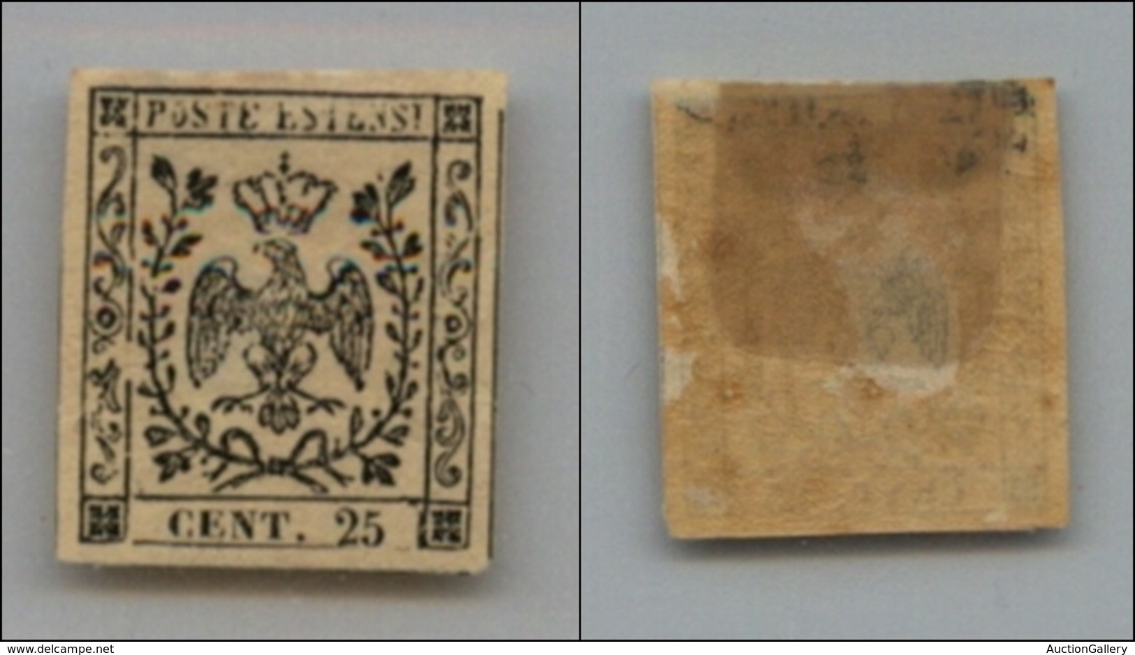 ANTICHI STATI - MODENA - 1852 - 25 Cent (4) - Gomma Originale - Assottigliato Al Centro (450) - Other & Unclassified