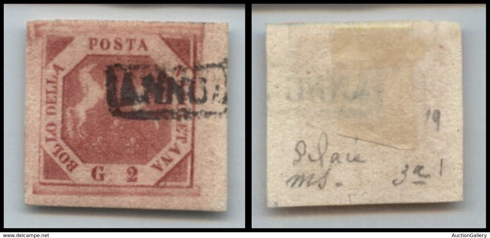 ANTICHI STATI - NAPOLI - 1858 - 2 Grana (5e - Carminio) - Usato - Bordo Foglio A Destra (50+) - Other & Unclassified