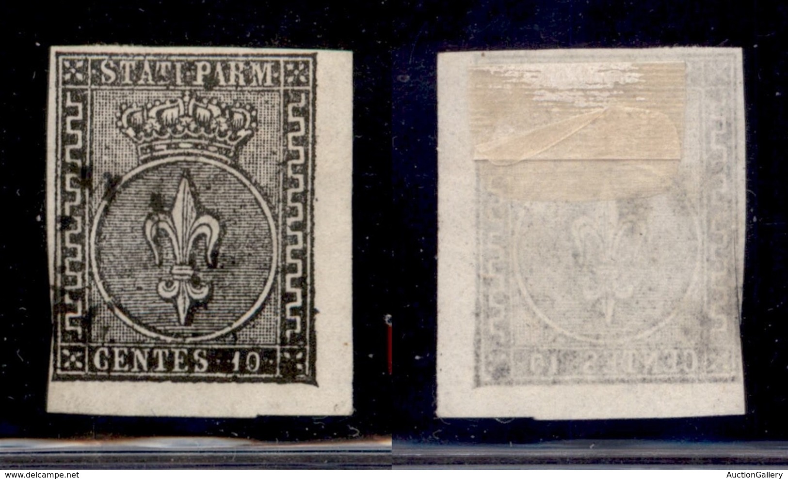 ANTICHI STATI - PARMA - 1852 - 10 Cent (2 - Nero Intenso) - Usato - Angolo Di Foglio - Colpo Di Forbice A Sinistra Nel D - Andere & Zonder Classificatie