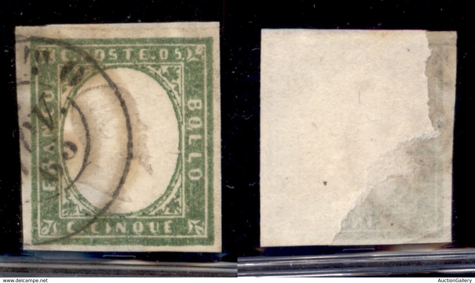 ANTICHI STATI - SARDEGNA - 1862 - 5 Cent (13 Db - Verde Giallastro Chiaro) - Usato (40) - Sonstige & Ohne Zuordnung