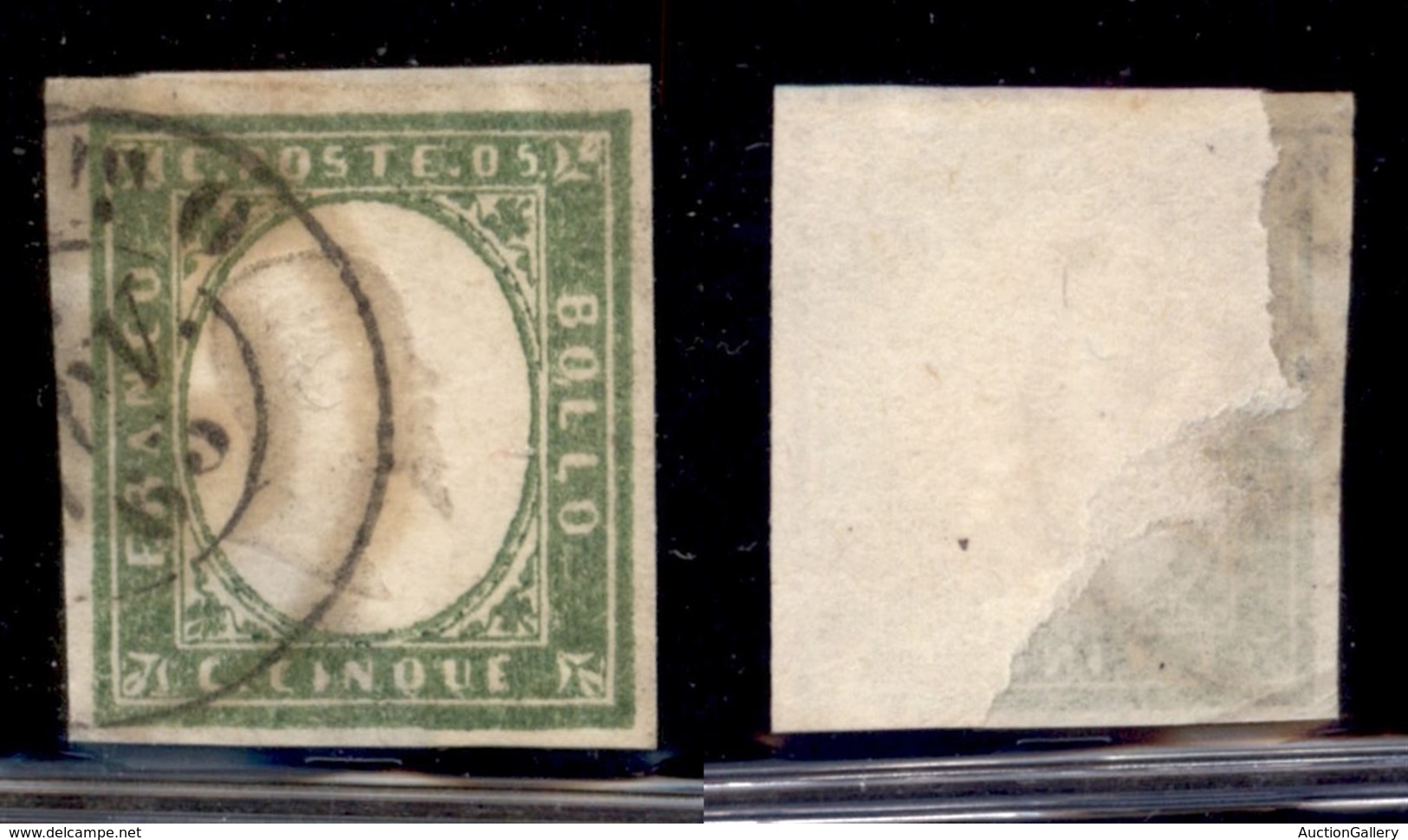 ANTICHI STATI - SARDEGNA - 1862 - 5 Cent (13 Db - Verde Giallastro Chiaro) - Usato (40) - Other & Unclassified