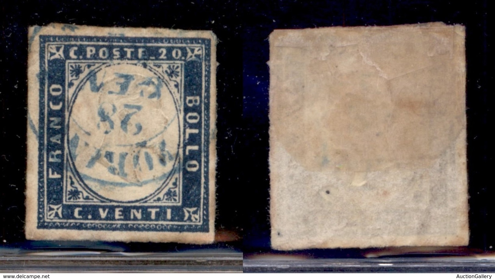 ANTICHI STATI - SARDEGNA - Torino (azzurro) - 20 Cent (15 Dc) - Usato - Andere & Zonder Classificatie