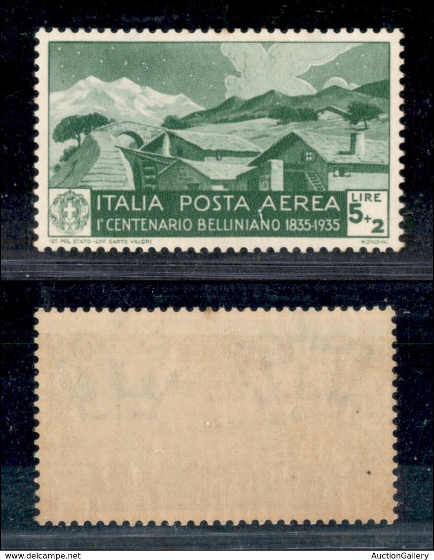 REGNO - REGNO - 1935 - 5 + 2 Lire Bellini (94 Aerea) - Gomma Originale - Piccolo Punto Di Ruggine In Alto (80) - Other & Unclassified