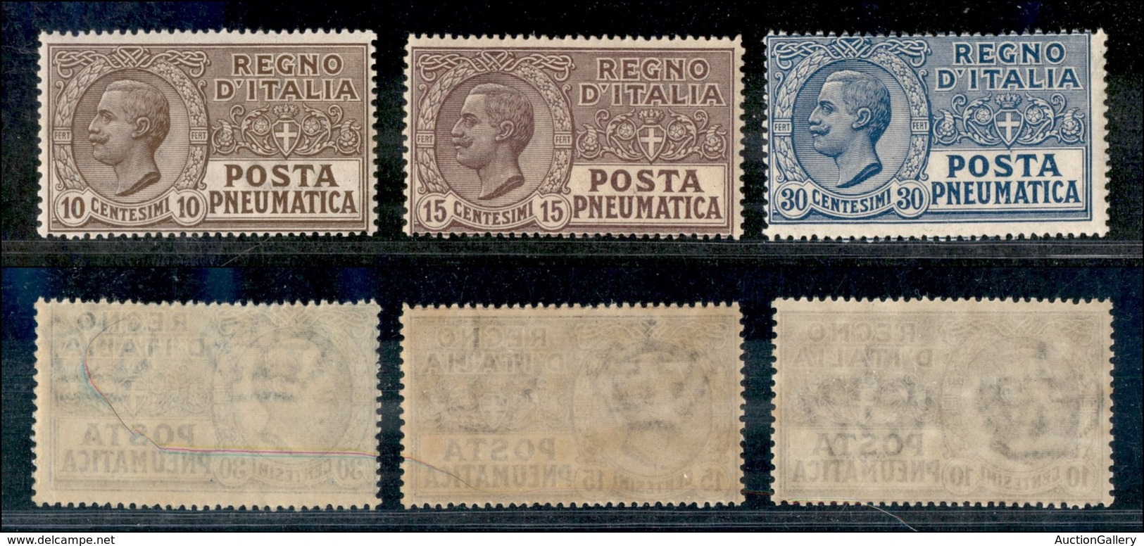 REGNO - REGNO - 1913/1923 - Posta Pneumatica (1/3) - Serie Completa - Gomma Integra (40) - Other & Unclassified