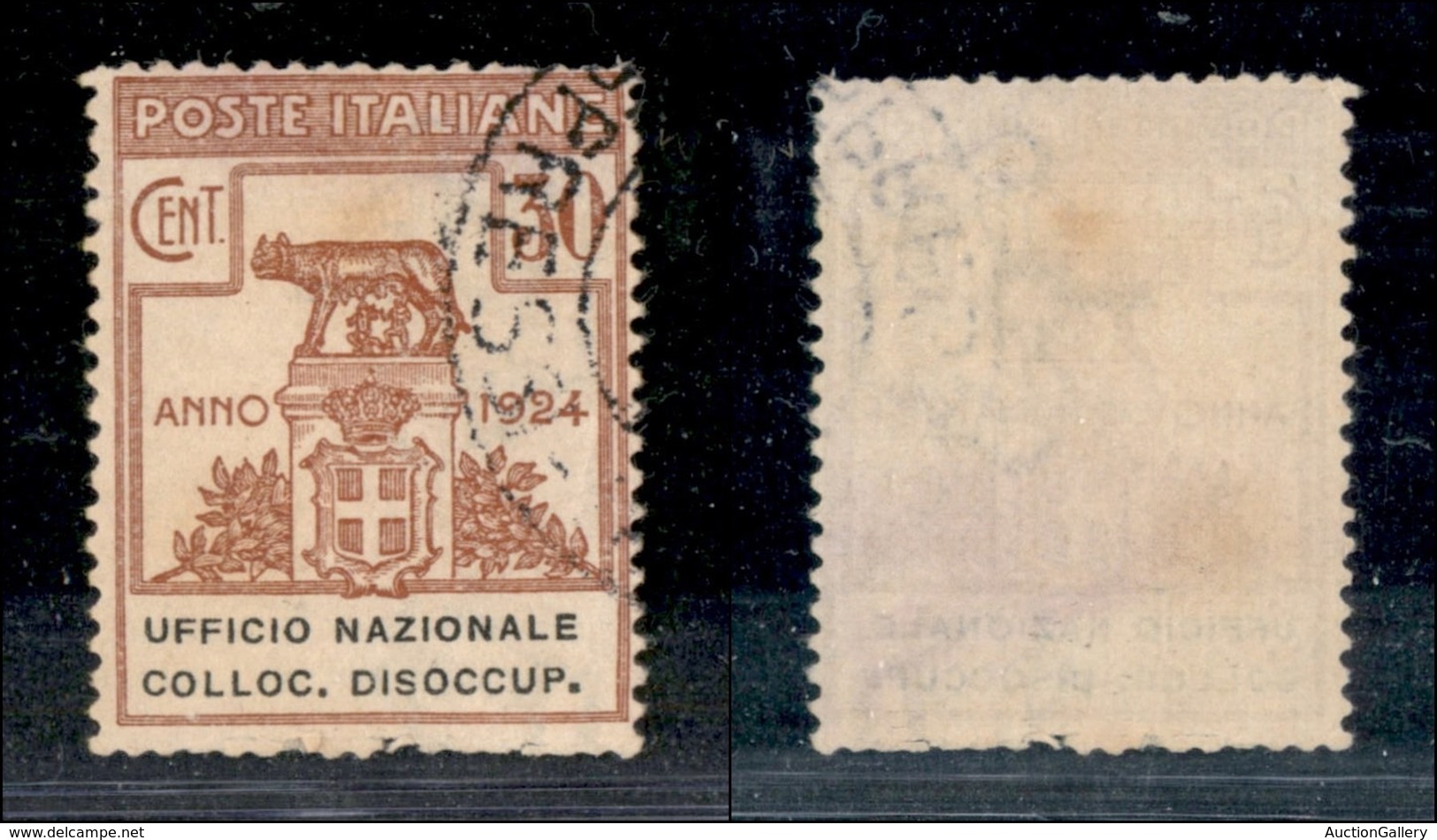 REGNO - REGNO - 1924 - 30 Cent Ufficio Nazionale Colloc. Disoccup. (65 - Parastatali) - Usato (120) - Andere & Zonder Classificatie