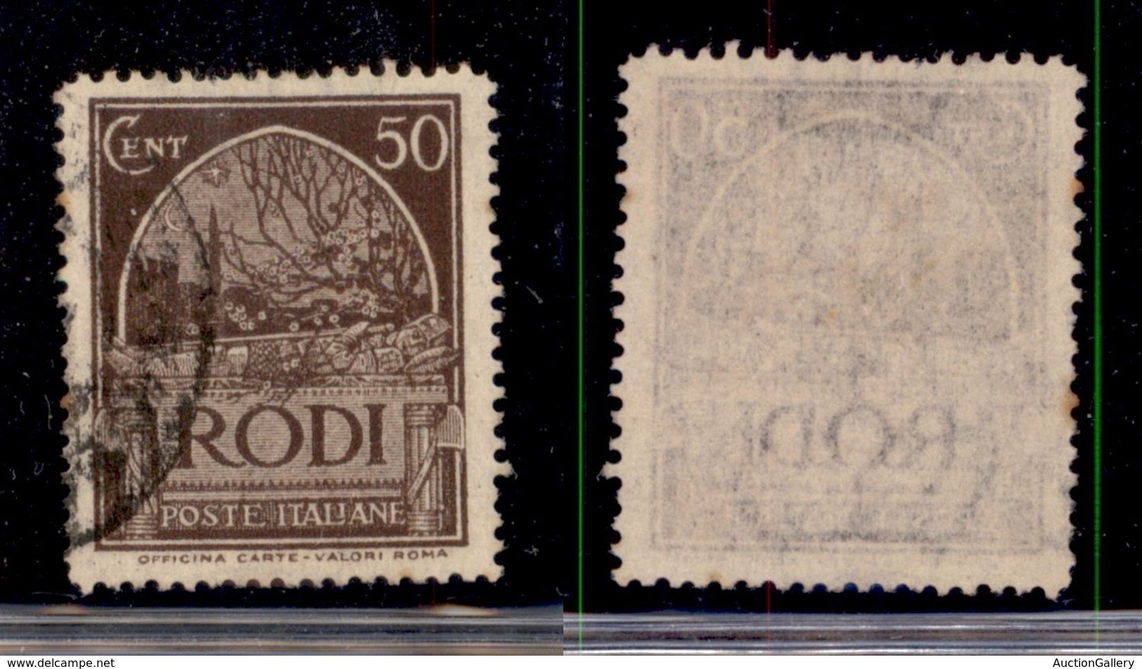 COLONIE - EGEO - 1932 - 50 Cent Pittorica (61 Varietà) - Usato - Senza Pinto Dopo Cent - Non Catalogato - Sonstige & Ohne Zuordnung