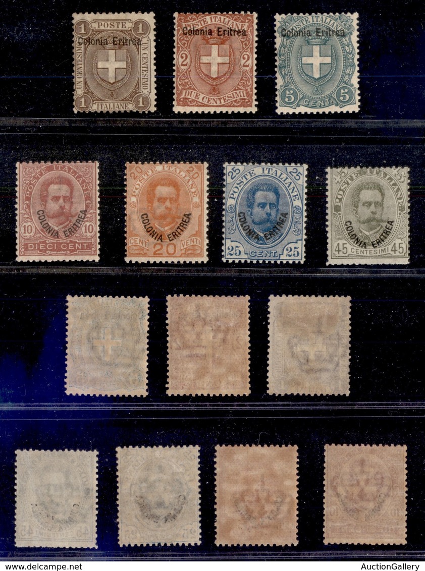 COLONIE - ERITREA - 1895/1899 - Soprastampati (12/18) - Serie Completa - Gomma Originale (80) - Andere & Zonder Classificatie