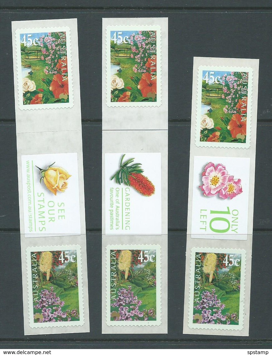 Australia 2000 Gardens & Flowers Peel & Stick 3 Pairs With Central Labels MNH - Ungebraucht