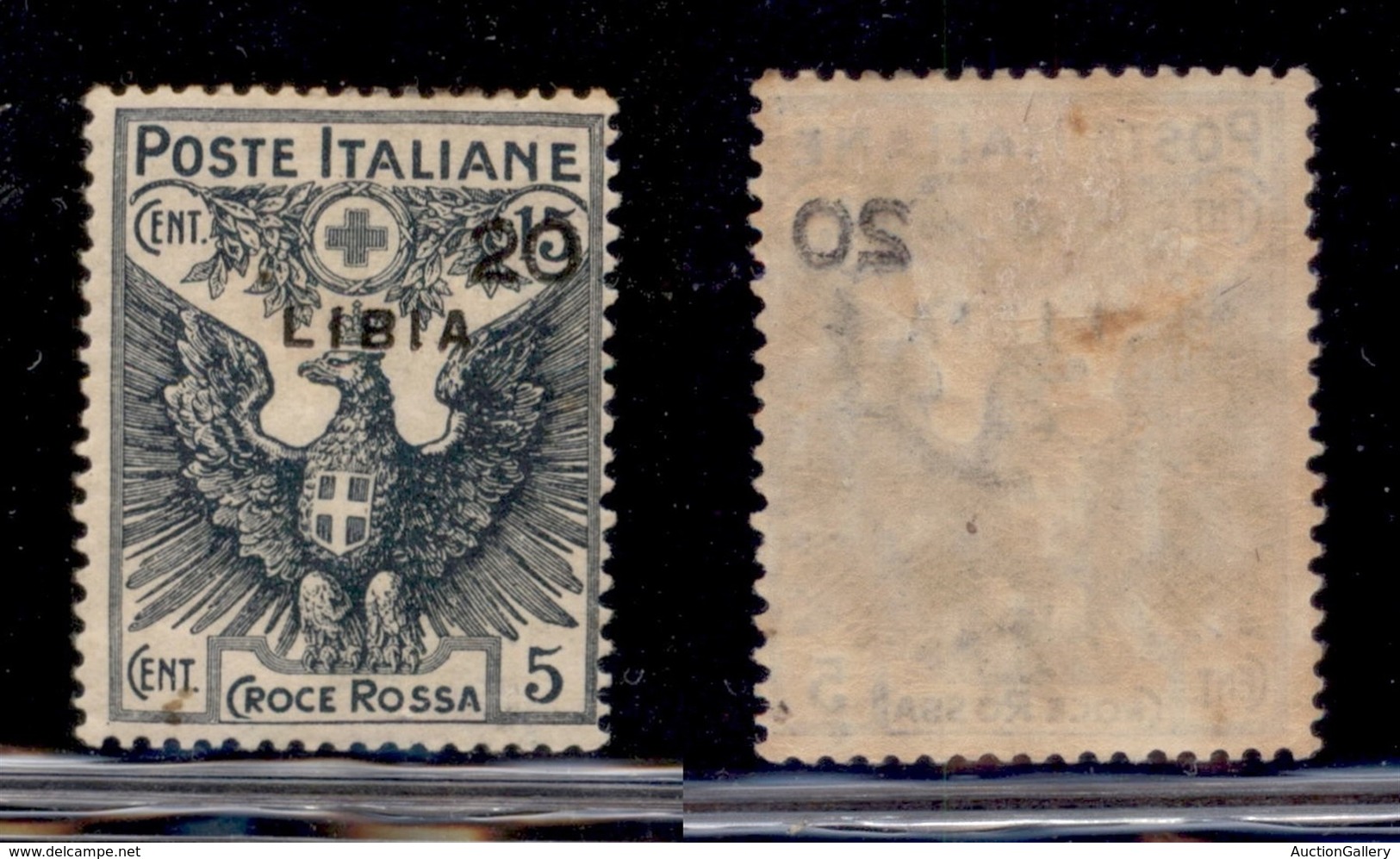 COLONIE - LIBIA - 1916 - 20 Cent Su 15 + 5 Cent Croce Rossa (15h) - Decalco Della Cifra - Gomma Originale (130) - Sonstige & Ohne Zuordnung