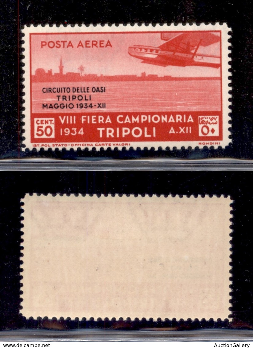 COLONIE - TRIPOLITANIA - 1934 - 50 Cent Circuito Delle Oasi (34 Aerea) - Gomma Originale (50) - Andere & Zonder Classificatie