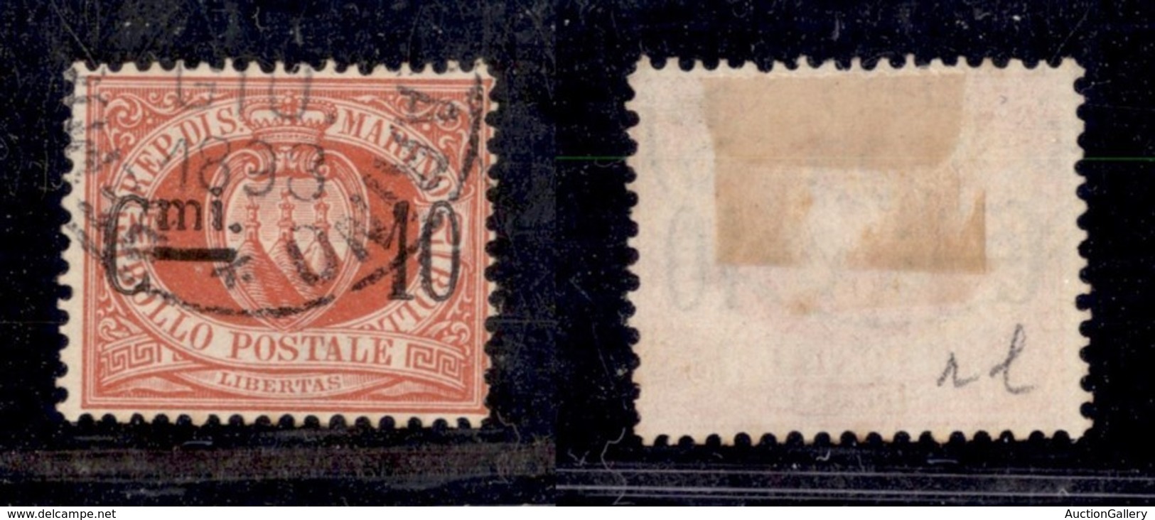 SAN MARINO - SAN MARINO - 1892 - 10 Cent Su 20 Cent (10) - Usato (20) - Sonstige & Ohne Zuordnung