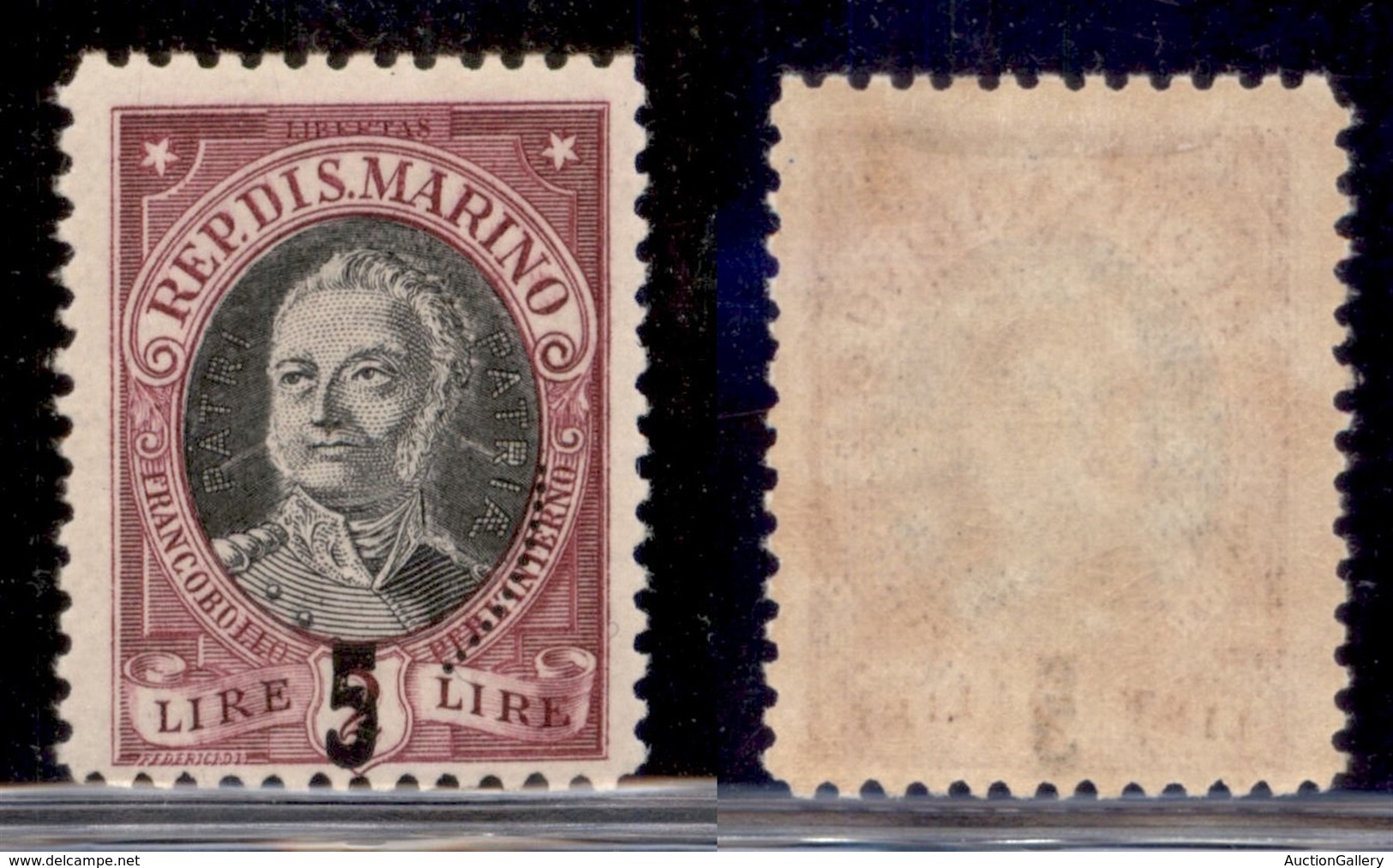 SAN MARINO - SAN MARINO - 1927 - 5 Lire Su 2 Lire Onofri (132) - Gomma Originale (70) - Andere & Zonder Classificatie