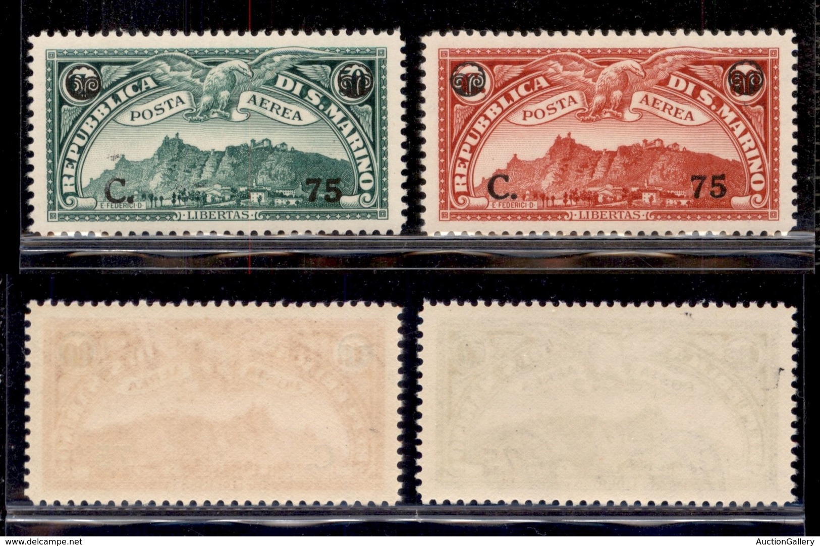 SAN MARINO - SAN MARINO - 1936 - Posta Aerea Soprastampati (17/18) - Serie Completa - Gomma Integra (50) - Other & Unclassified