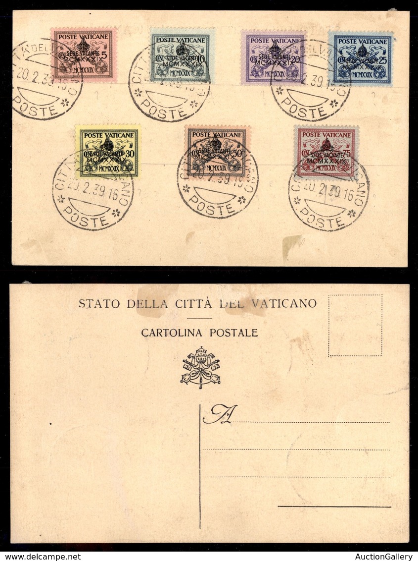 VATICANO - VATICANO - Cartolina Postale Affrancata Con Sede Vacante (61/67) Serie Completa Annullati 20.2.39 (primo Gior - Sonstige & Ohne Zuordnung