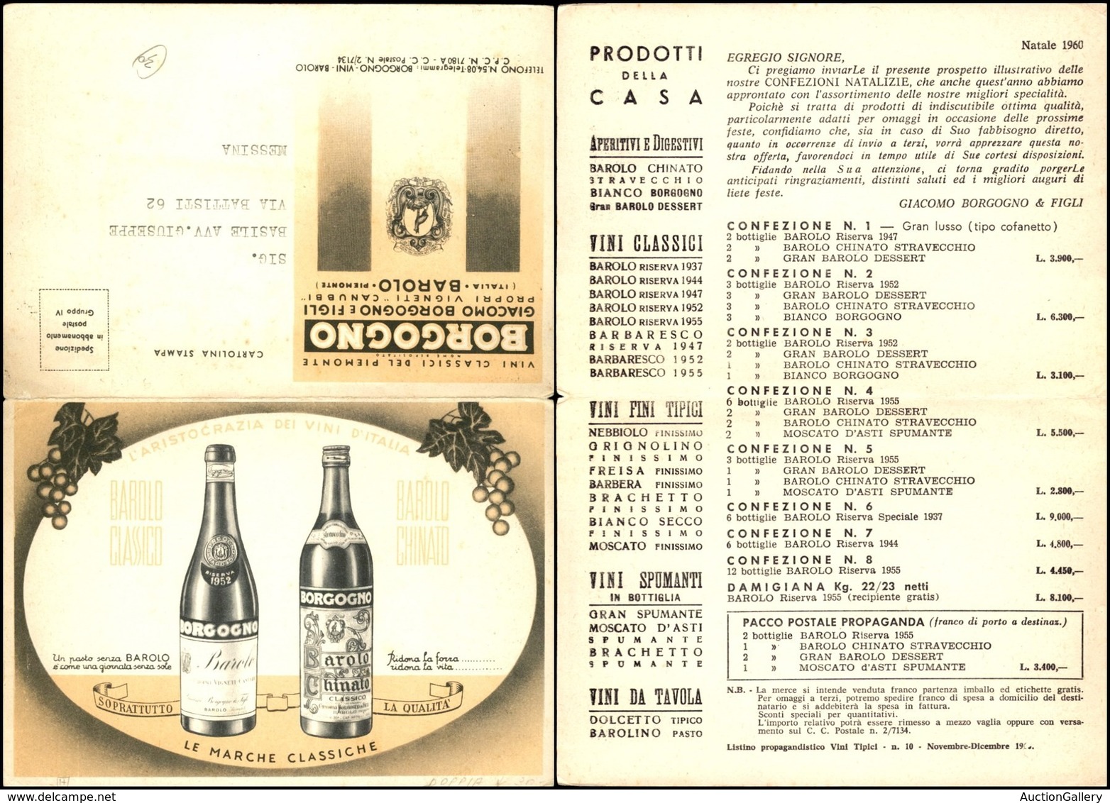 CARTOLINE - PUBBLICITARIE - Borgogno Vini - Barolo Classico E Chinato - Nuova FG - Other & Unclassified