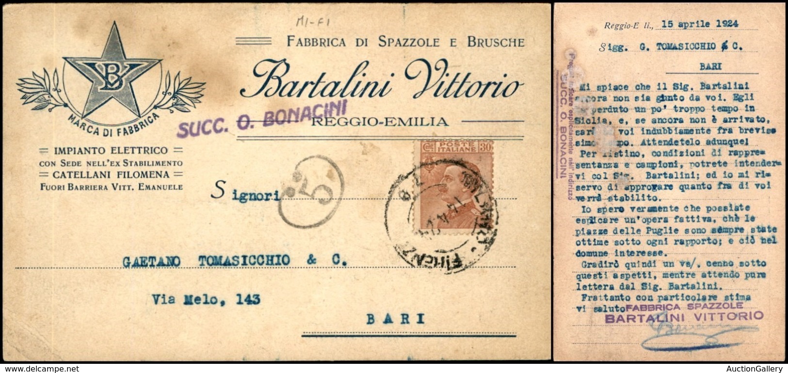 CARTOLINE - TESTATINA - Bartalini Vittorio Reggio Emilia - Viaggiata FP - Sonstige & Ohne Zuordnung