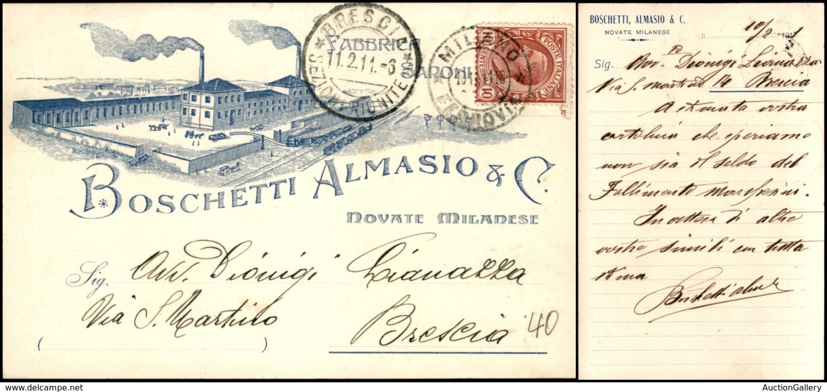 CARTOLINE - TESTATINA - Fabbrica Saponi Boschetti Almasio E C. Novate Milanese - Viaggiata FP - Andere & Zonder Classificatie