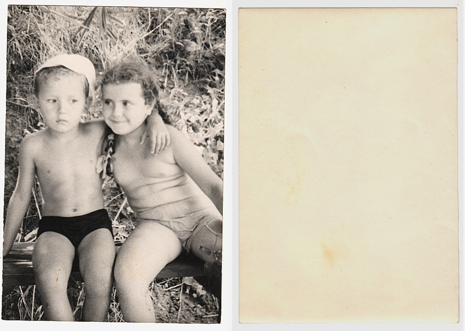 1960s Original 13x9 Photo Vintage Children Child Girl Teenager Boy Swimsuit Pants Pin Up Russia (4681) - Pin-Ups