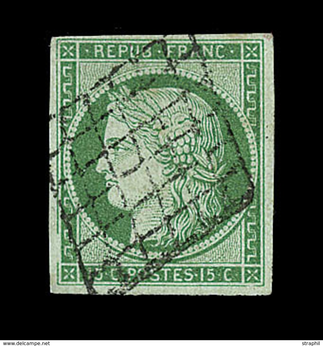 O EMISSION CERES 1849 - O - N°2 - 15c Vert - Signé Scheller - TB - 1849-1850 Ceres