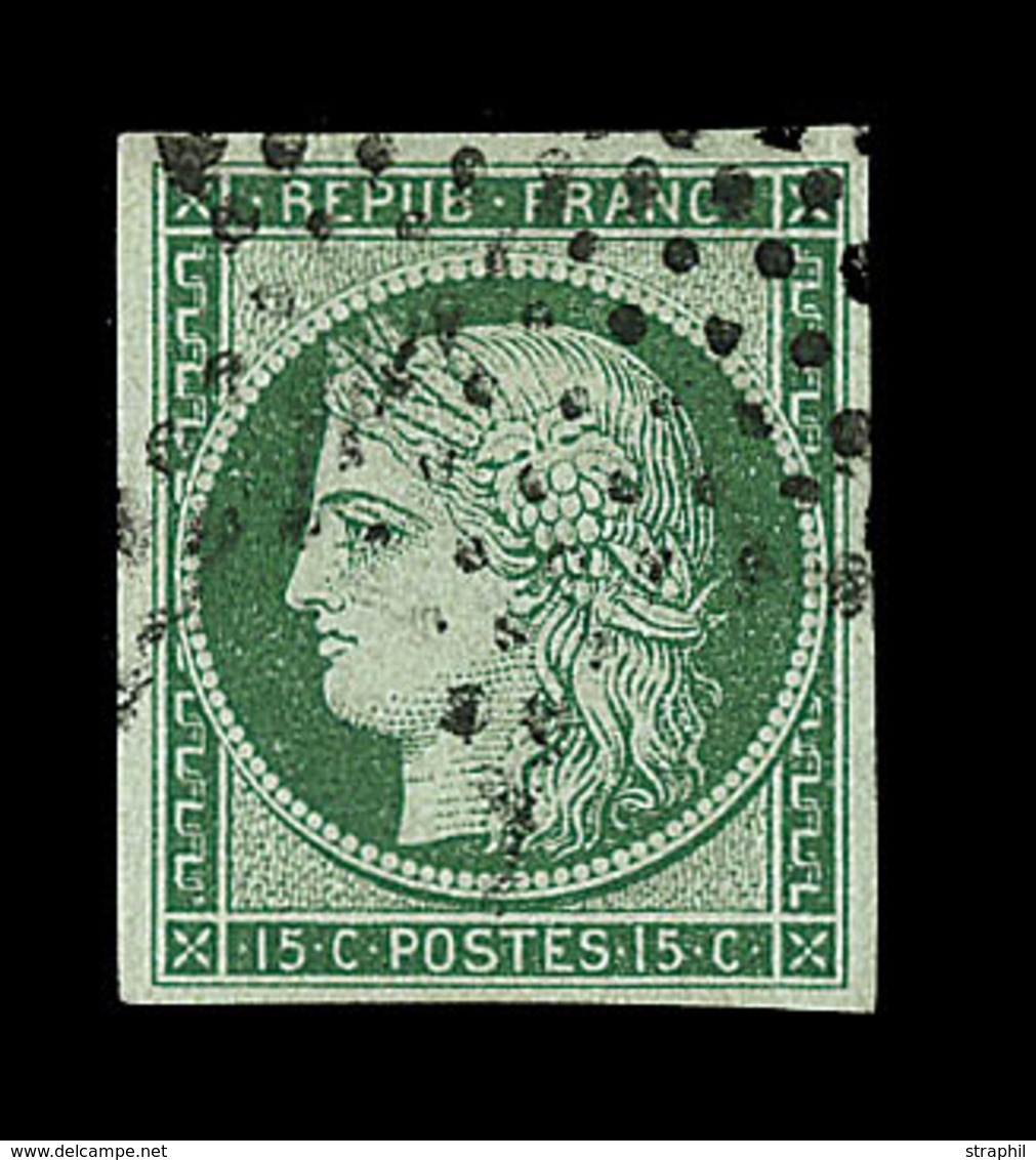 O EMISSION CERES 1849 - O - N°2b- 15c Vert Foncé- Obl. étoile Muette - Signé Calves/A.Brun - TB - 1849-1850 Ceres