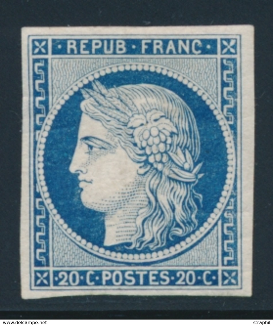 * EMISSION CERES 1849 - * - N°8a - 20c Bleu Foncé - Pelurage - Signé Calves - 1849-1850 Ceres