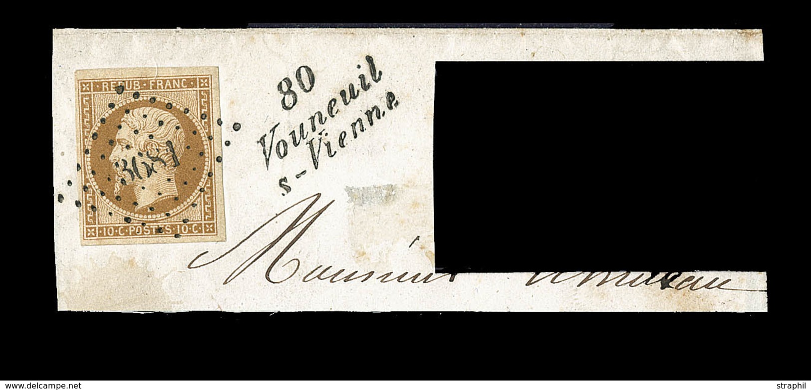 F EMISSION PRESIDENCE - F - N°9 - Obl. PC 3681 + Cursive "80 Vouneuil S./vienne - TB/SUP - 1852 Louis-Napoleon