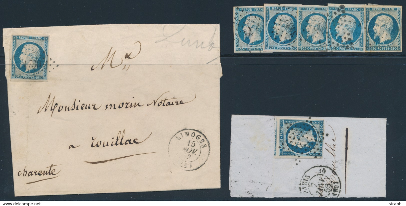 O EMISSION PRESIDENCE - O - N°10 (7ex) Dt 1 Pli, 1 Frgt - Maj. TB - 1852 Louis-Napoleon