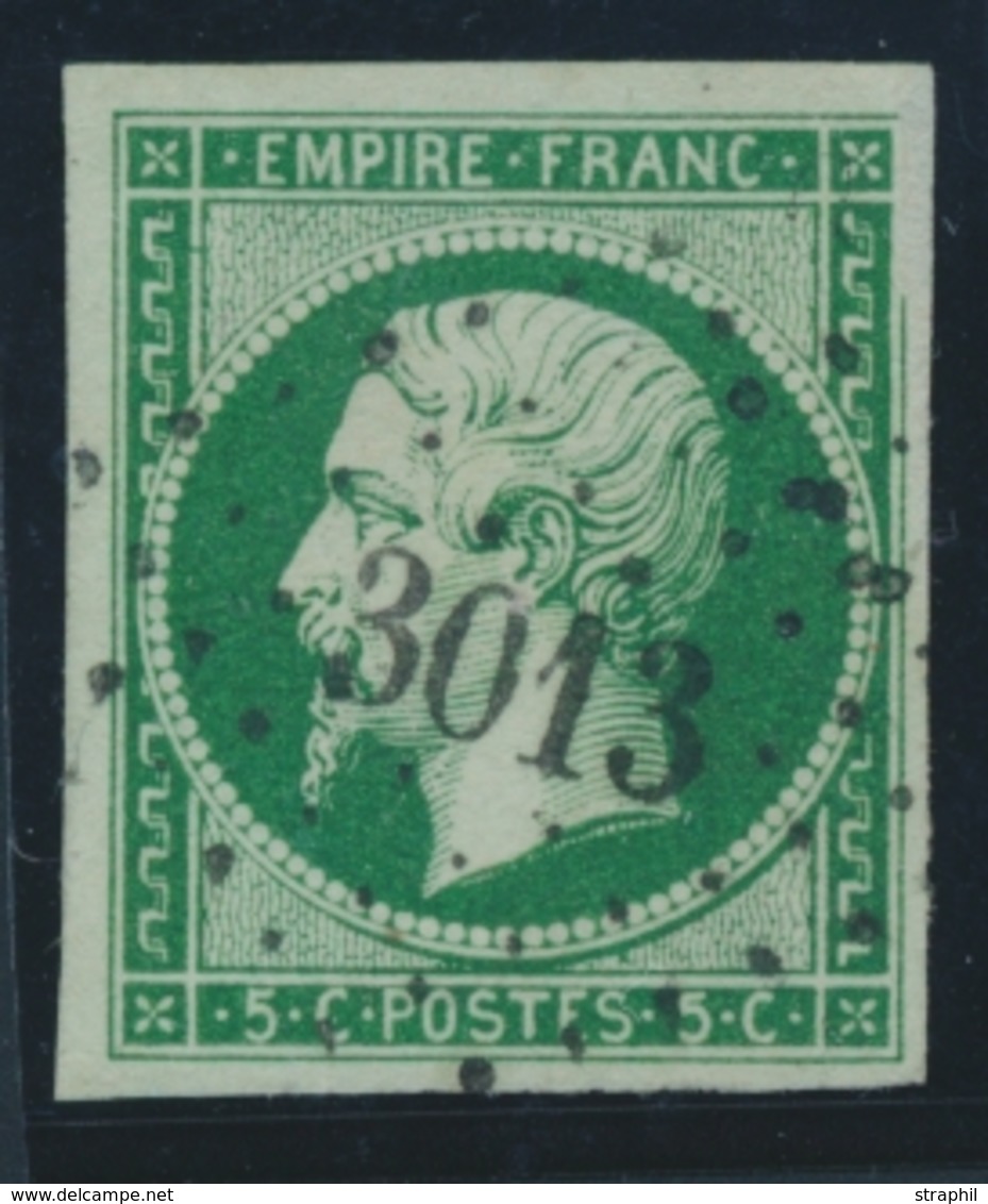 O NAPOLEON NON DENTELE - O - N°12b - 5c Vert Foncé - Obl. PC 3013 - TB - 1853-1860 Napoléon III.