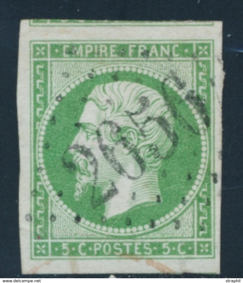 O NAPOLEON NON DENTELE - O - N°12b - Vert Foncé - Voisin - Obl. GC 2656 - TB/SUP - 1853-1860 Napoléon III.