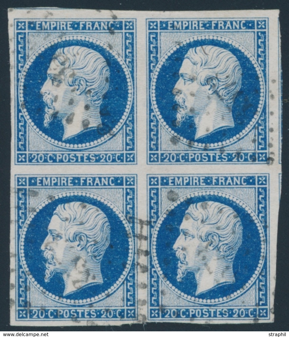 O NAPOLEON NON DENTELE - O - N°14A - Bloc De 4 - TB - 1853-1860 Napoleon III