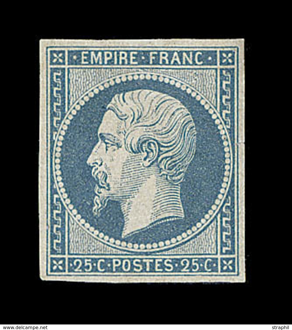 * NAPOLEON NON DENTELE - * - N°15 - 25c Bleu Laiteux - Signé Roumet - TB/SUP - 1853-1860 Napoléon III.