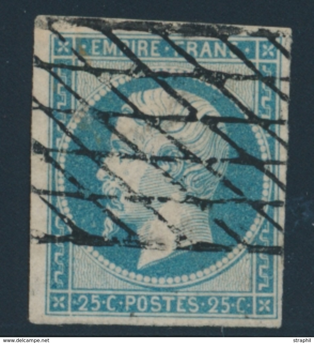 O NAPOLEON NON DENTELE - O - N°15 - 25c Bleu - Signé JF Brun - TB - 1853-1860 Napoleon III