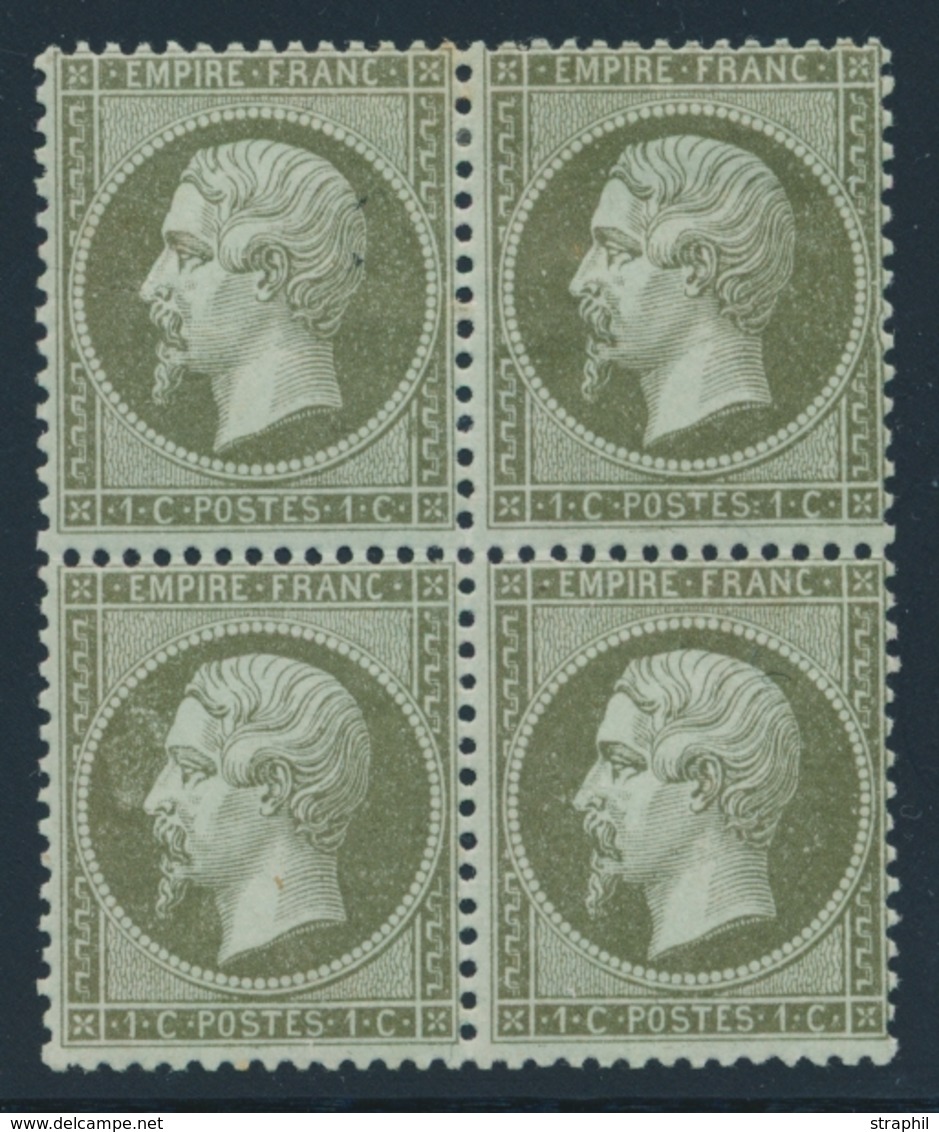 * NAPOLEON DENTELE - * - N°19 - 1c Olive - Bloc De 4 - TB - 1862 Napoleon III