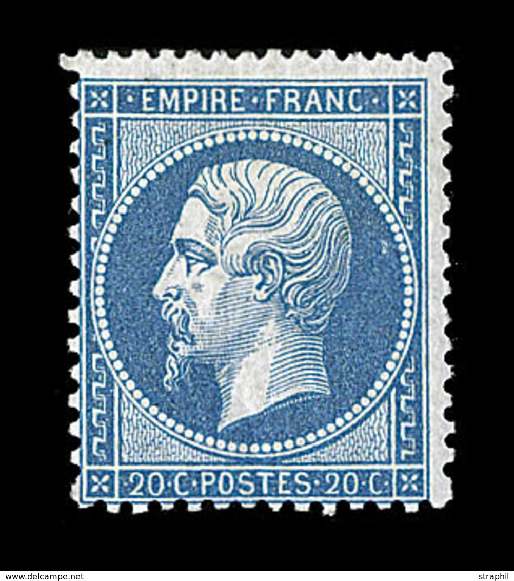 ** NAPOLEON DENTELE - ** - N°22 - 20c Bleu - Signé - TB - 1862 Napoléon III.