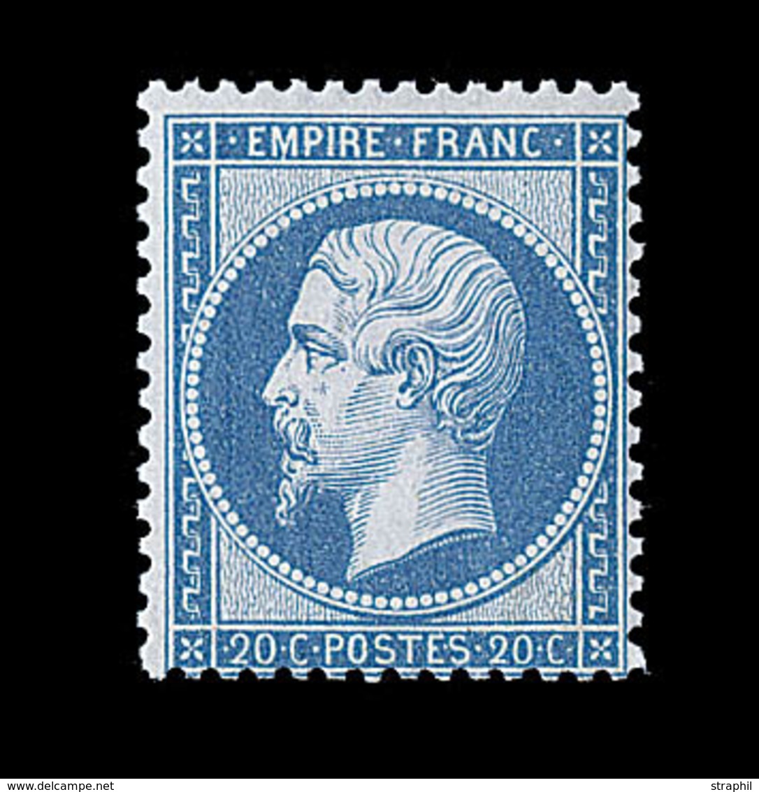 ** NAPOLEON DENTELE - ** - N°22 - 20c Bleu - Signé A. Brun - TB - 1862 Napoléon III.