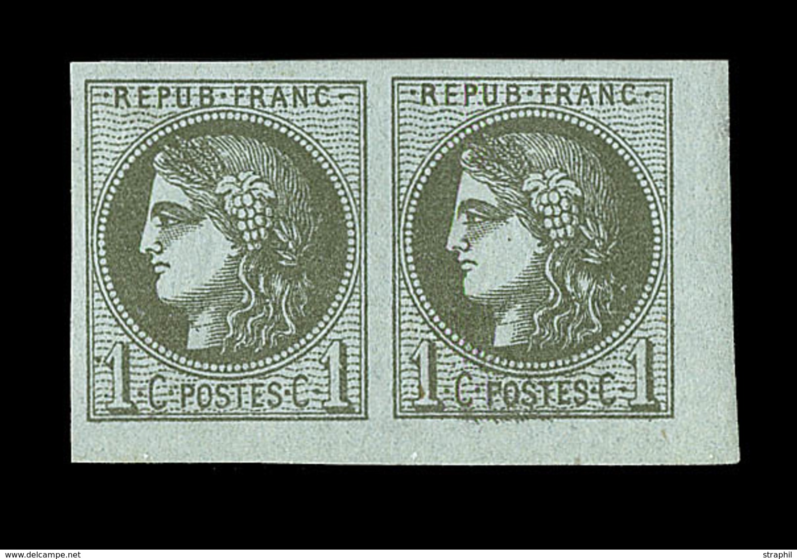 * EMISSION DE BORDEAUX - * - N°39C - Paire - CdF - Charn. Légère - Signé - TB/SUP - 1870 Bordeaux Printing