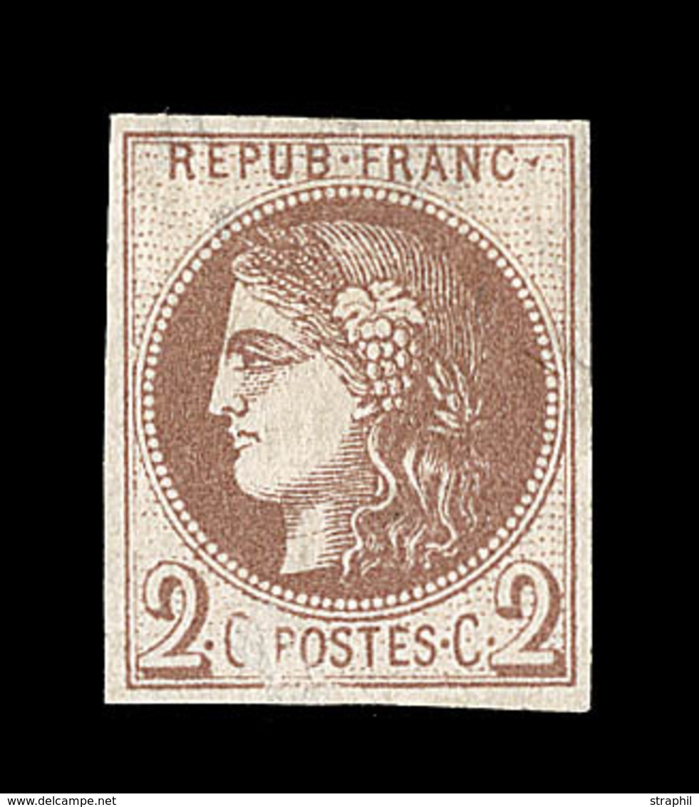 (*) EMISSION DE BORDEAUX - (*) - N°40A - 2c Chocolat Pli Horizontal - 1870 Ausgabe Bordeaux