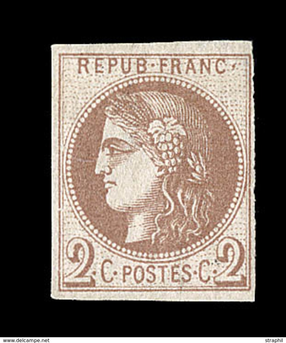 (*) EMISSION DE BORDEAUX - (*) - N°40A - 2c Chocolat Signé Roumet - TB - 1870 Bordeaux Printing