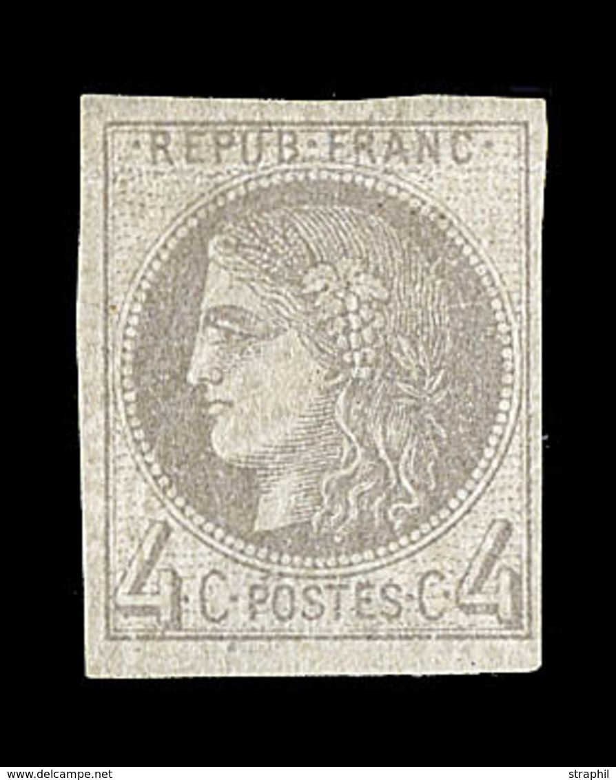 * EMISSION DE BORDEAUX - * - N°41A - 4c Gris - Rep. 1 - Position 9 - Fort Pli - Aspect TB - Certif. Scheller - Signé Cal - 1870 Bordeaux Printing