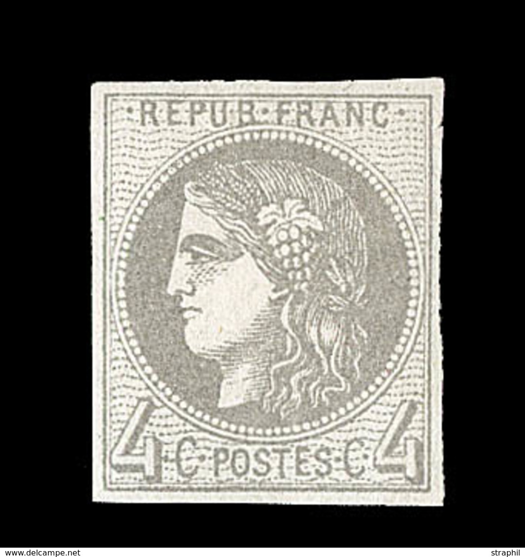 * EMISSION DE BORDEAUX - * - N°41 - 4c Gris - Rep. 2 - Signé A. Brun/Calves - TB - 1870 Bordeaux Printing