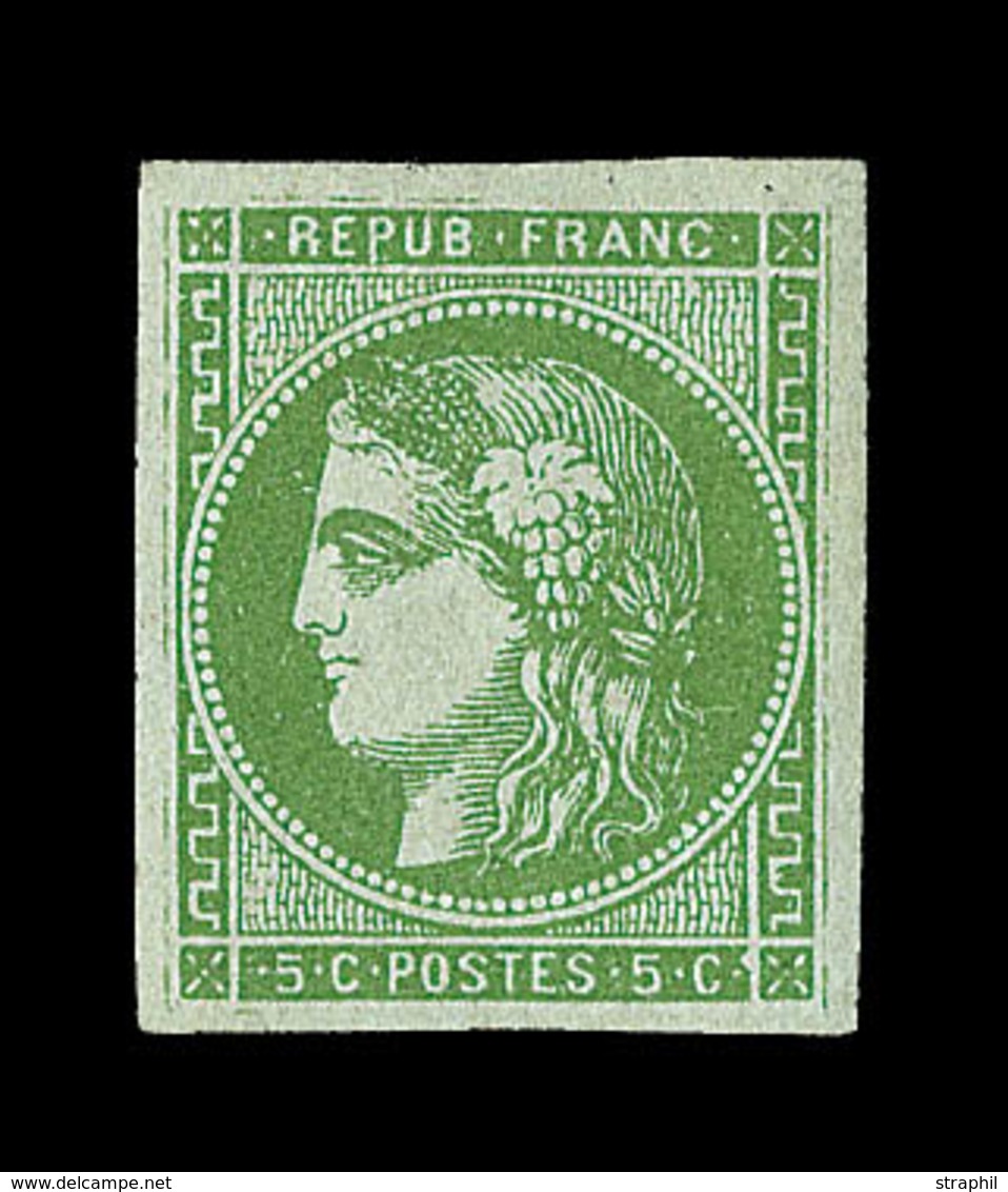 * EMISSION DE BORDEAUX - * - N°42B - 5c Vert - Signé A. Brun - TB - 1870 Bordeaux Printing