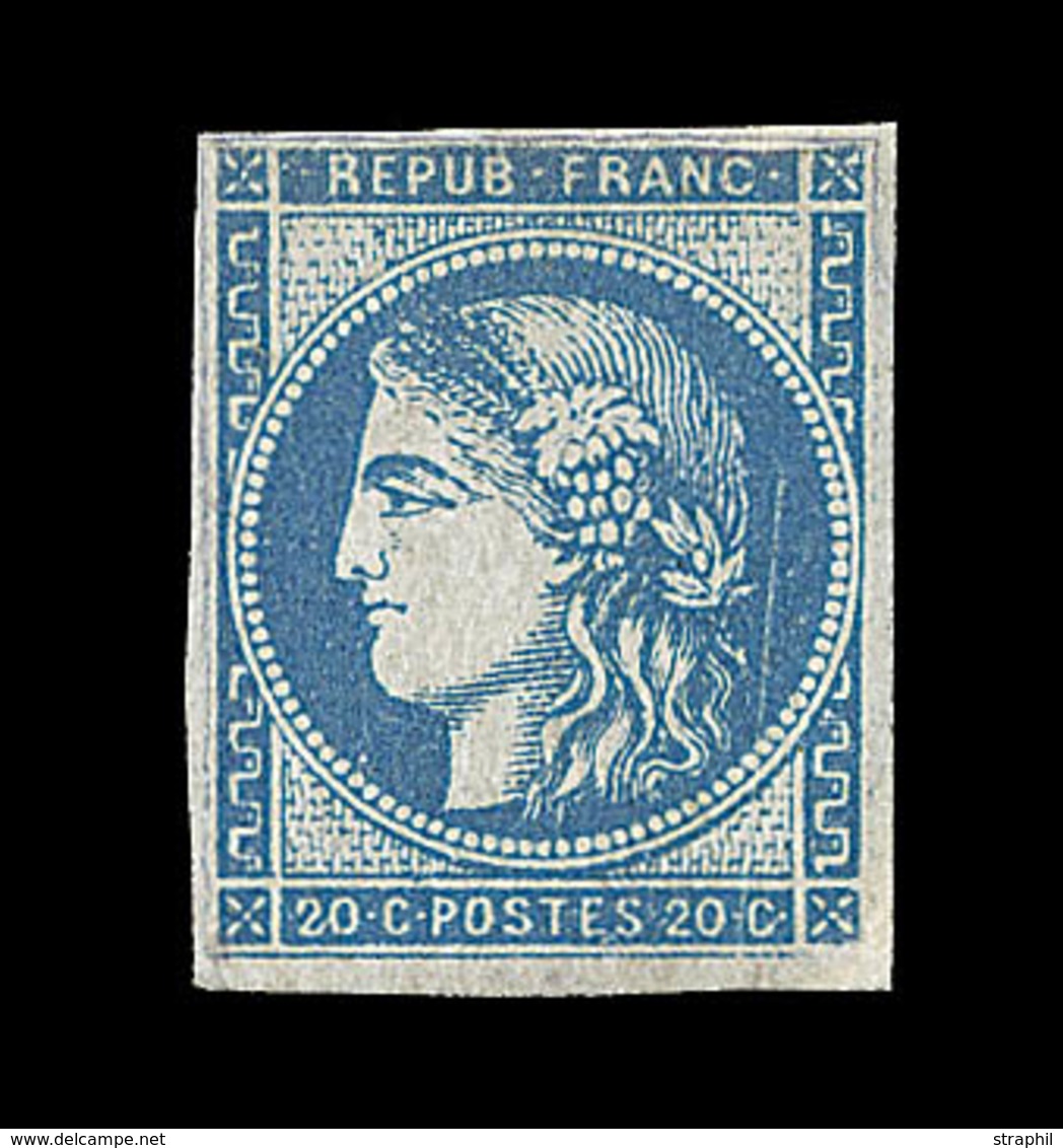 * EMISSION DE BORDEAUX - * - N°45B - 20c Bleu - Report 2 - Variété Trait Blanc Derrière La Tête - Replaqué - TB - 1870 Ausgabe Bordeaux