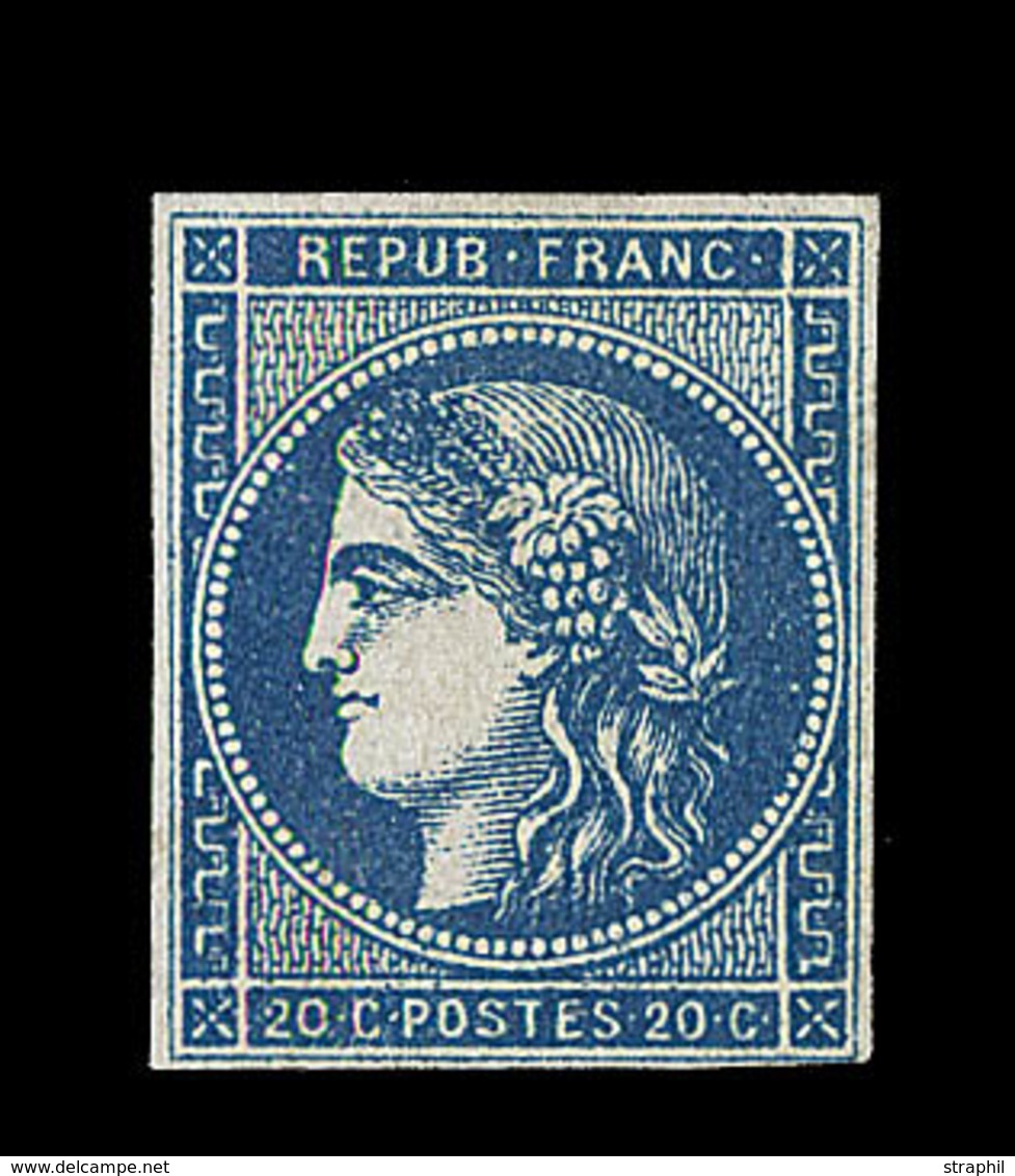 * EMISSION DE BORDEAUX - * - N°45Ba - 20c Bleu Foncé - Report 2 - Signé Calves/Thiaude - TB - 1870 Bordeaux Printing