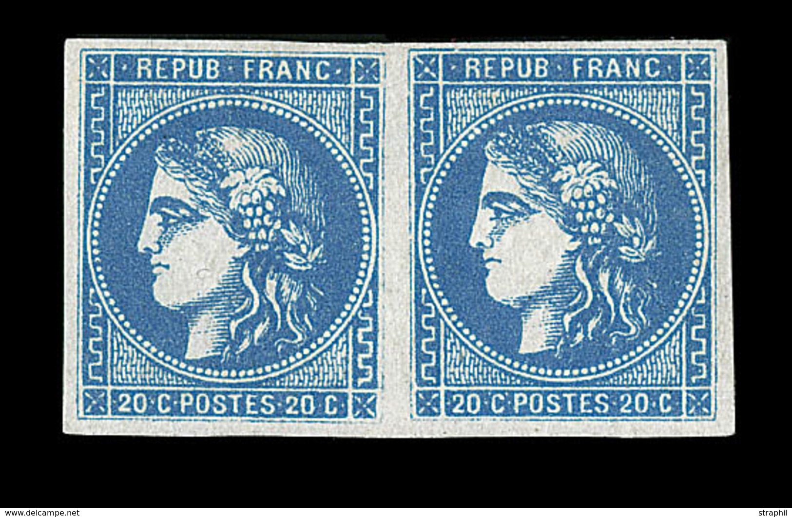 ** EMISSION DE BORDEAUX - ** - N°46B - Report 2 En Paire - TB/SUP - 1870 Bordeaux Printing