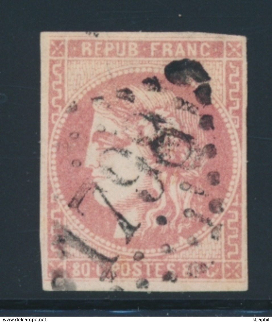 O EMISSION DE BORDEAUX - O - N°49a - 80c Rose - Obl GC1798 - TB - 1870 Ausgabe Bordeaux