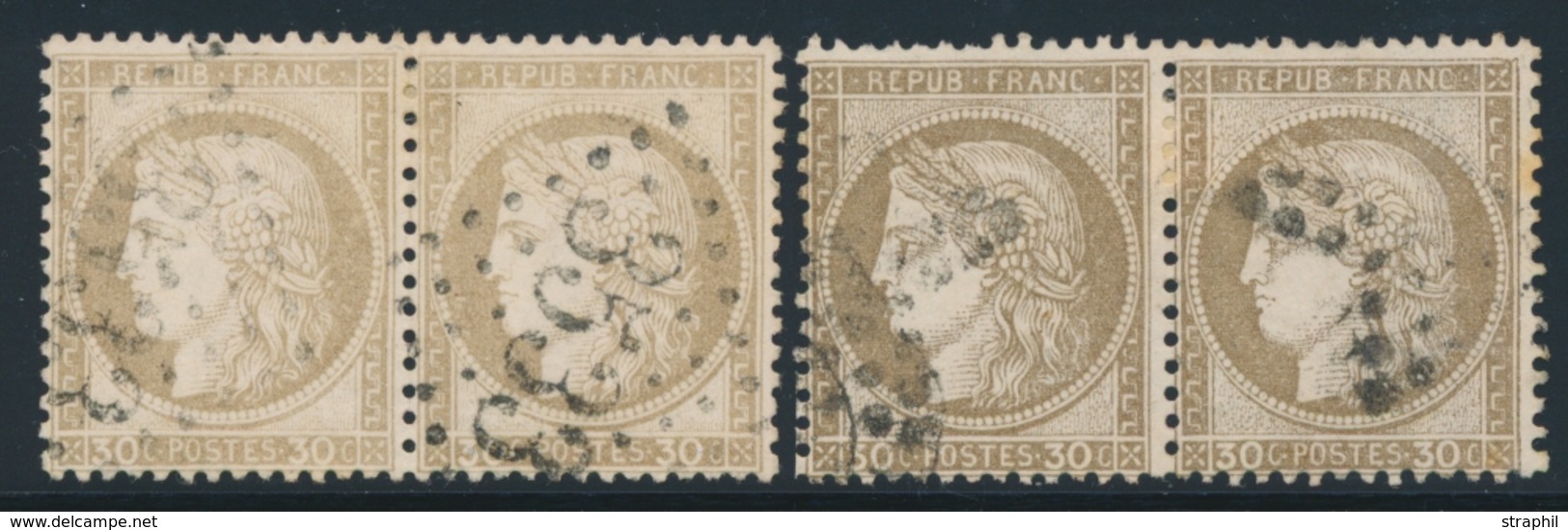 O CERES III ème REPUBLIQUE - O - N°56 - 30c Brun - 2 Paires (2 Nuances) - TB - 1871-1875 Ceres