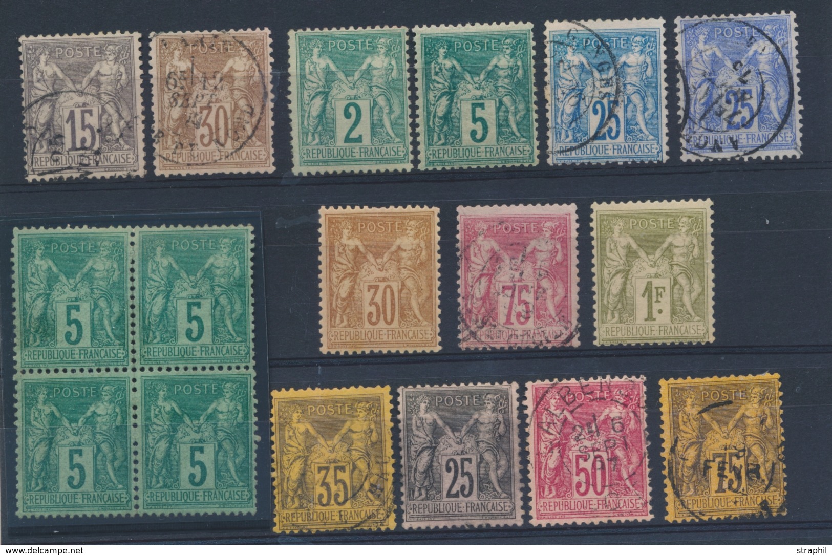 N/O LOTS-COLLECTIONS (Période Classique) - N/O - Sage 13 Ex Entre 66 Et 99 + 75 Bloc De 4(*) Qual. Div. Avec Qq TB - Other & Unclassified