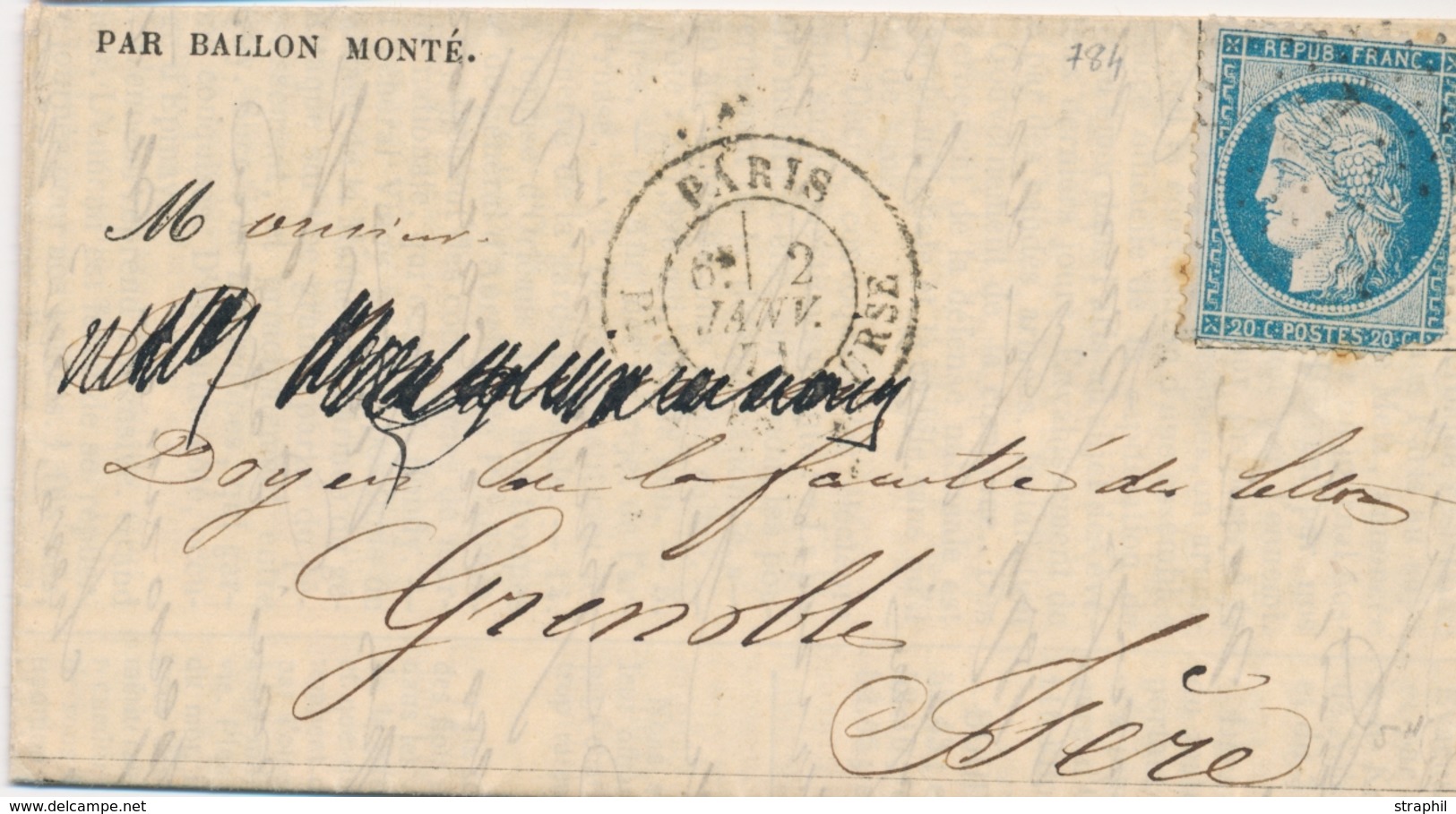 LAC BALLONS MONTES - LAC - LE NEWTON - Gazette Absents N°21 - Etoile Sur N°37 (défect.) - CàD Paris Place De La Bourse 2 - War 1870