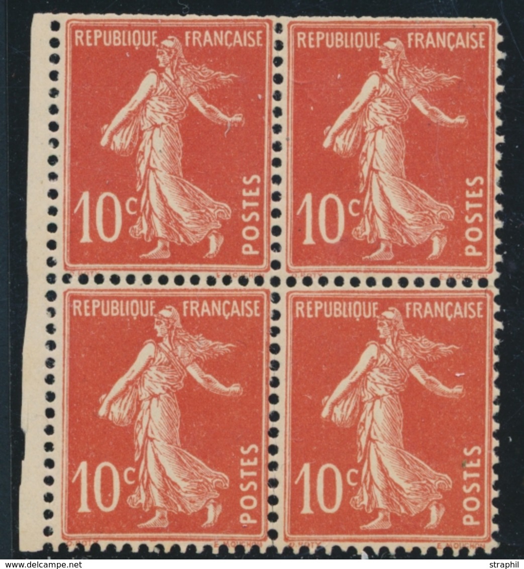 ** TYPE SEMEUSE CAMEE - ** - N°138f - Bloc De 4 (Carnet De 30) - Dents Du Haut Normalement Rognées - Signé Brun - TB - 1906-38 Säerin, Untergrund Glatt